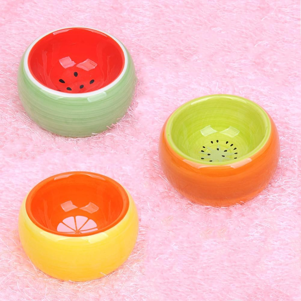 Hamster Rabbit Food Bowl 3PCS for Small Animals, Ceramic Pet Food Dish and Water Bowl, Food Dispenser for Bunny, Guinea, Pig, Gerbil, Ferret, Syrian, Hamster, Chinchilla (Multicolour) image number 1