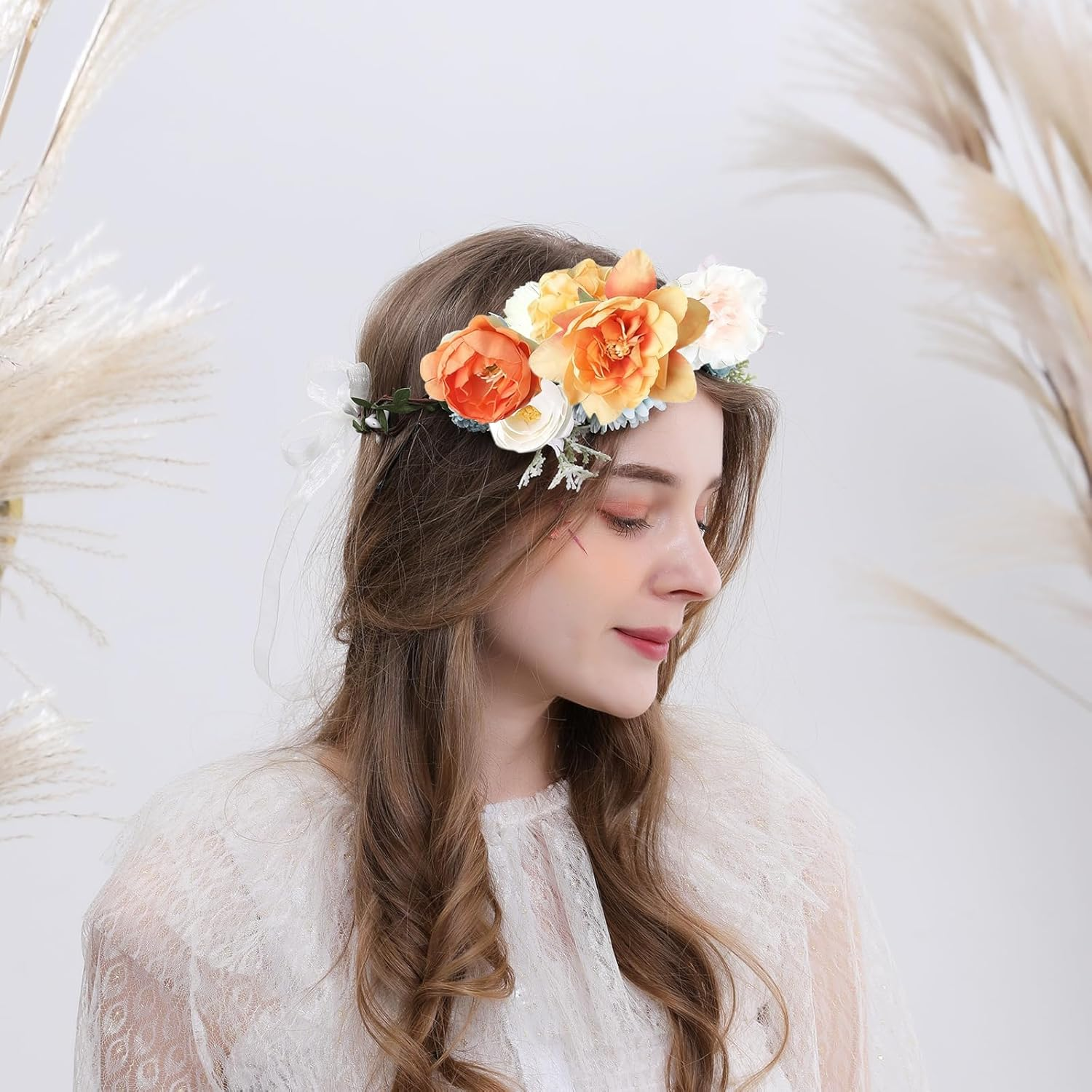 Flower Hair Clips, Pack of 21 Orange Flowers Hair Clips, Artificial Flower Hair Clips, Flower Hair Accessories for Party, Beach, Wedding, Event Decoration image number 1