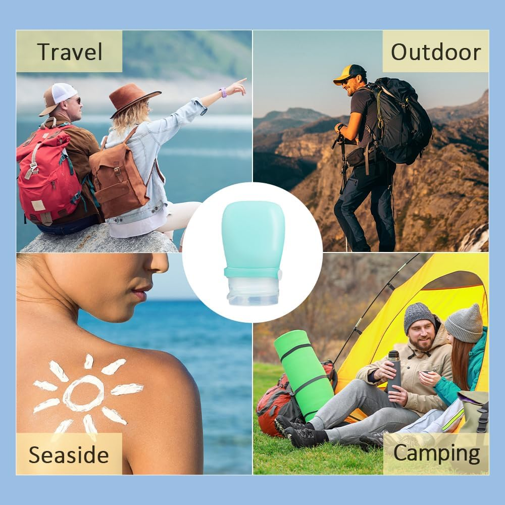 8 Pcs 1 OZ Travel Bottles for Toiletries, Silicone Travel Size Containers with Bag and Stickers, Empty Small Squeeze Bottle, Refillable Leak Proof Lotion Container image number 4