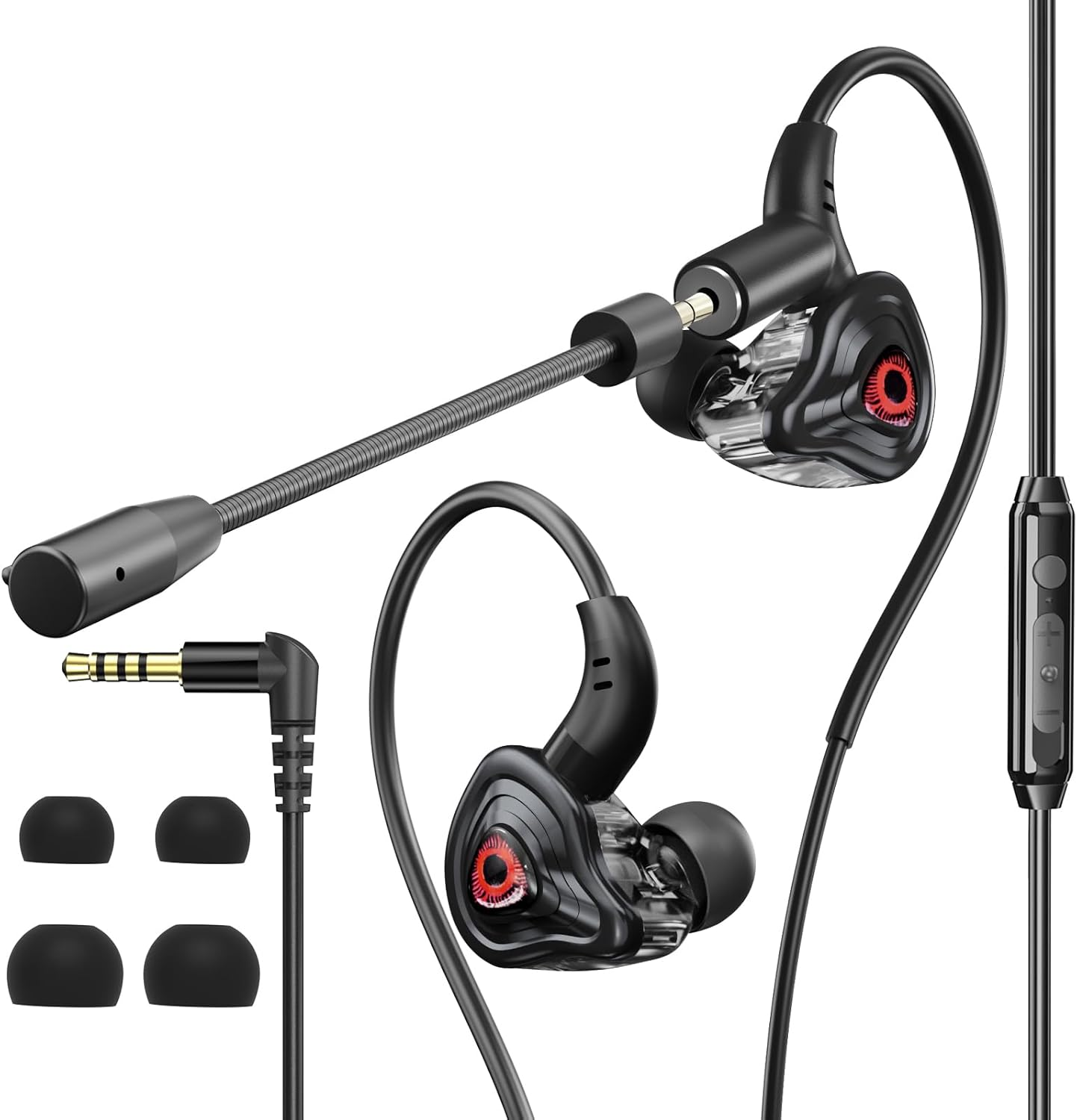 Gaming Earphones, 3.5Mm Wired Earbuds, Stereo Gaming Earbuds, PC Headset In-Ear Hearphones with Detachable Microphone & Volume Control for PC, Laptop, Phone image number 3