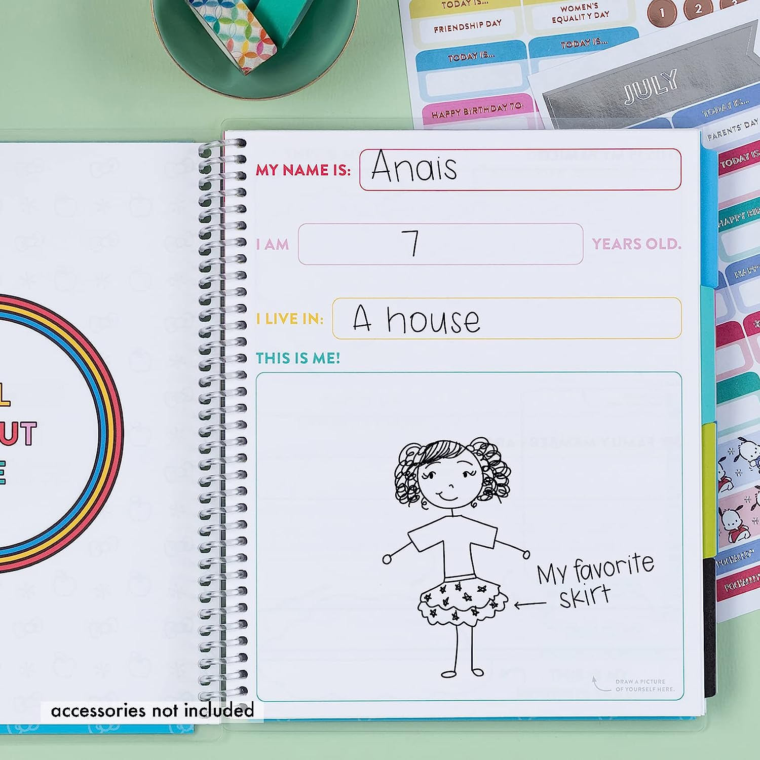 Erin Condren 7 X 9 Hello Kitty & Friends X Kids Planner & Activity Book. 12-Month Undated Planner and Activity Sheets. Cute Gender Neutral Hello Kitty Theme with Sticker Sheets Included. image number 6