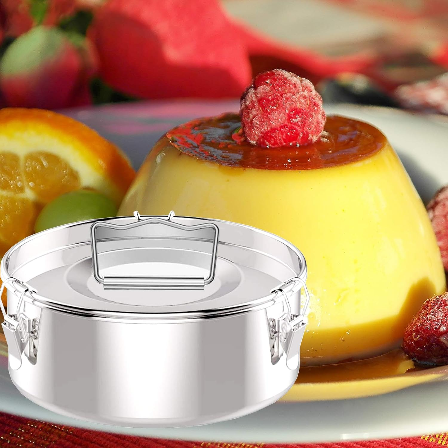 Flan Mold with Lid, Stainless Steel Flan Pan for Instant Pot 6QT(3QT, 8QT Avail) - Flanera Flan Maker Come with Rack and Spatula image number 1