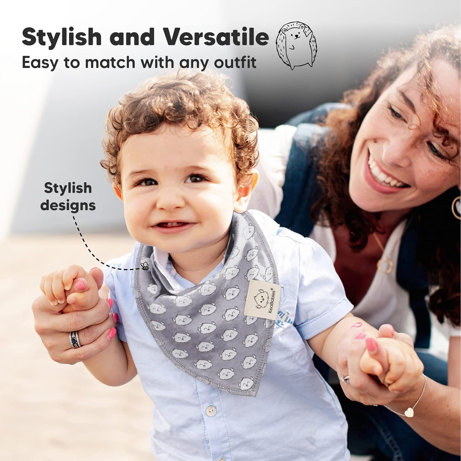 10-Pack Organic Baby Bandana Bibs - Organic Cotton Bandana Bibs for Boys, Girls - Super Absorbent Bandana Drool Bibs - Teething Bibs - Baby Bibs for Infant, Toddler (MONOS) - Butterflies image number 4