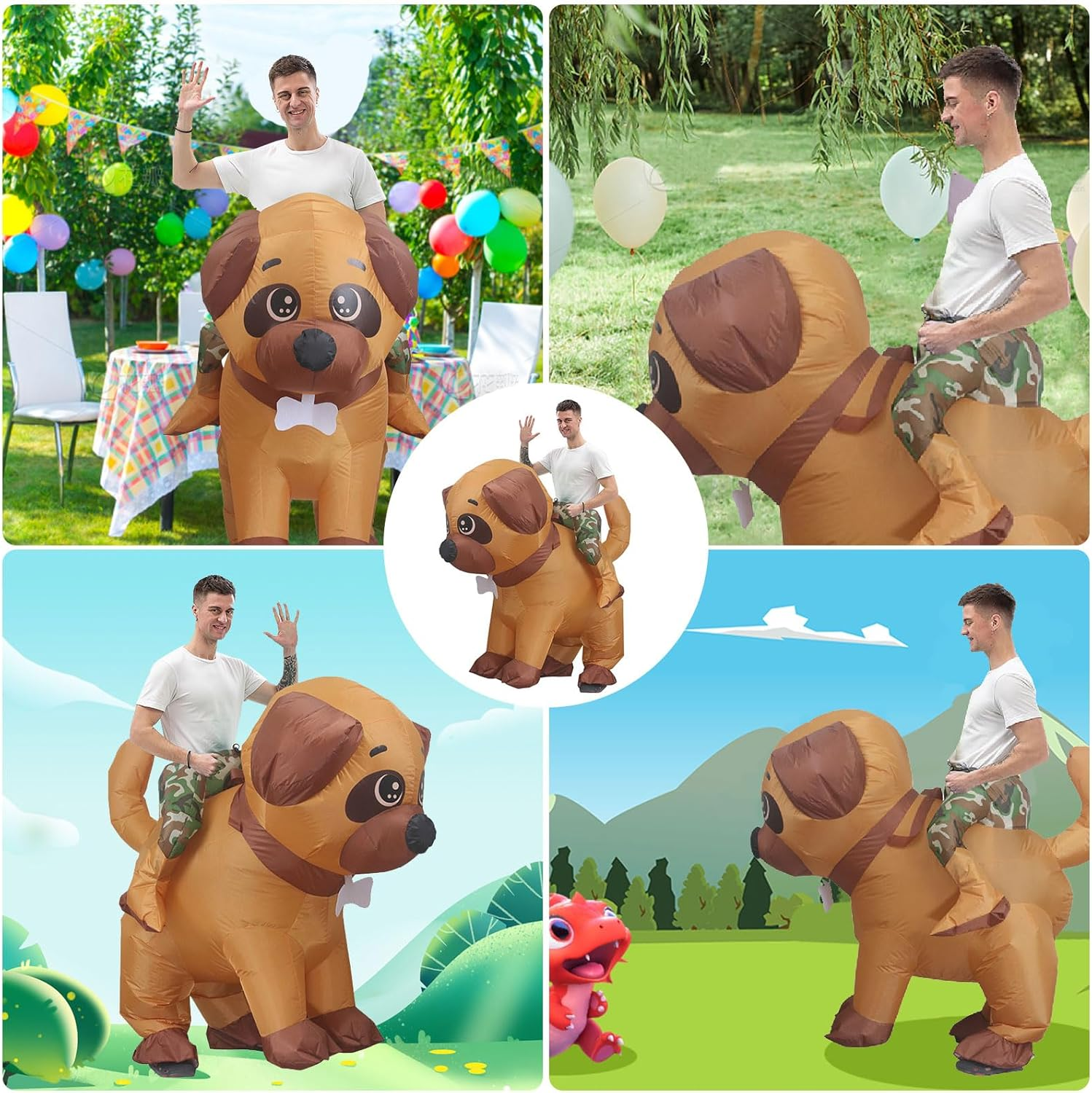 LIODUX Inflatable Costume Adult, Halloween Blow up Costumes for Adults Ride on Costume, T-Rex, Velociraptor, Dinosaur Dress Air Blow-Up Deluxe Costumes for Halloween Cosplay Party image number 2