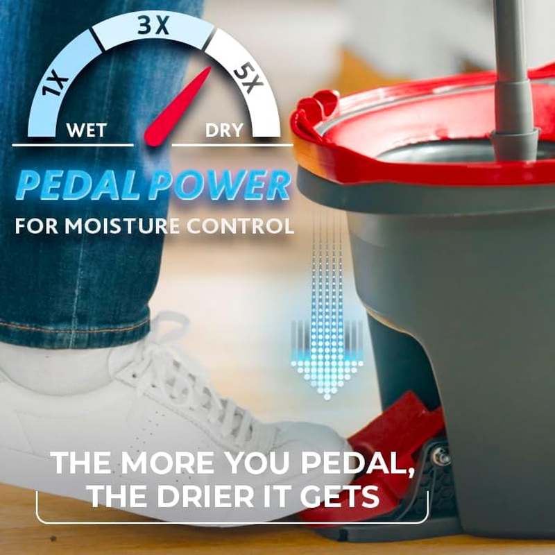 O-Cedar Easywring Microfiber Spin Mop, Bucket Floor Cleaning System, Red, Gray image number 6