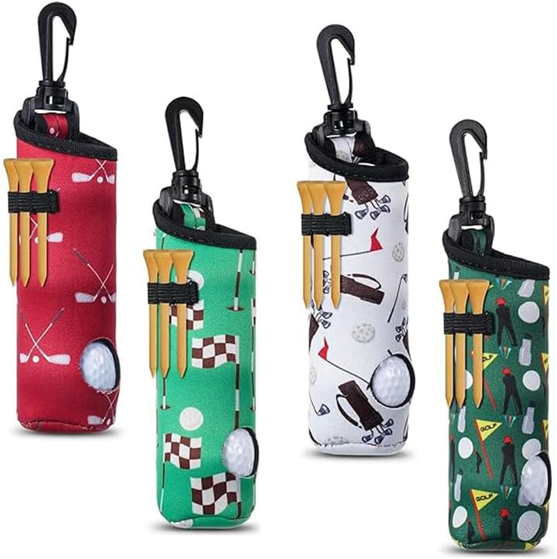 4 Pieces Golf Ball Tee Holder Neoprene Pouch Golf Ball Carry Bag Multicolor Portable Accessories for Man Woman. image number 3