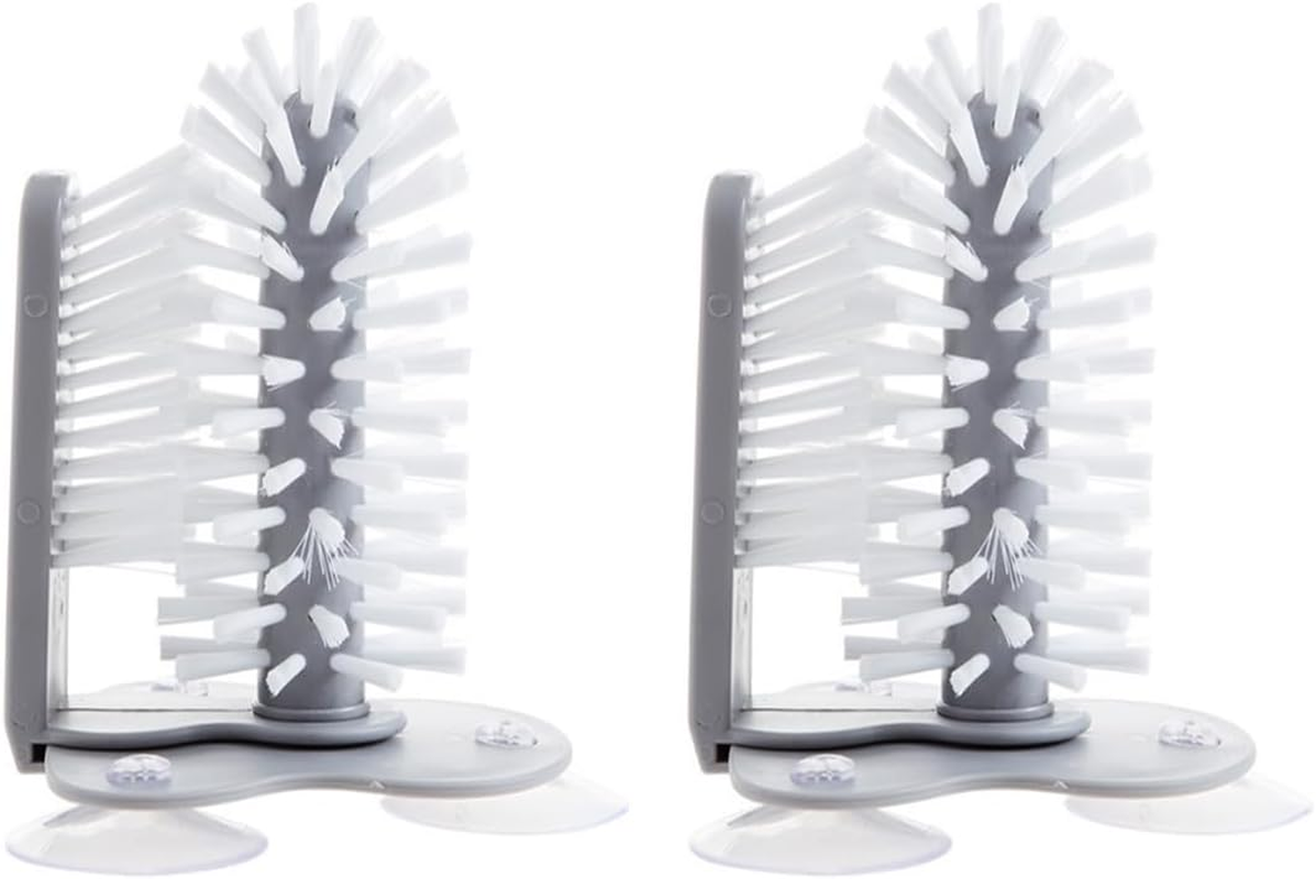 AIMALL 2 PCS Wall-Mounted Multifunctional Cup Brush, Kitchen Sink Rotating Cleaning Brush, Suction Cup Installation, 6.89X5.51 Inches