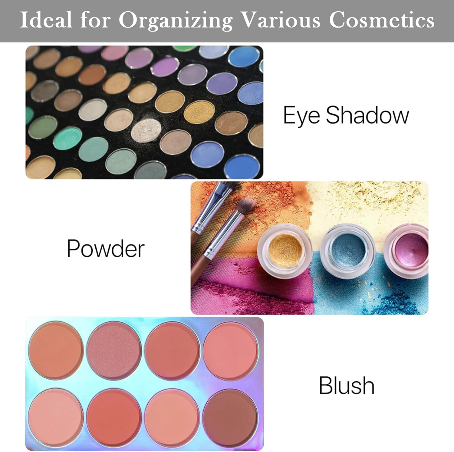 Magnetic Makeup Palette, Empty Eyeshadow Blush Highlighter Cosmetics Case Holder Tray (Black (Matte Clear Lid), 14X10Cm - Palette Only)" image number 2