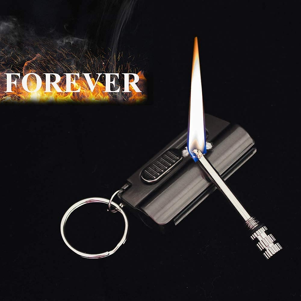 Permanent Match Lighter, Outdoor Portable Lighter Bottle Metal Keychain with Containing Cotton Core, Waterproof Match Bottle Opener Utility Knife EDC Emergency Matchstick Survival Flint Fire Starter image number 6