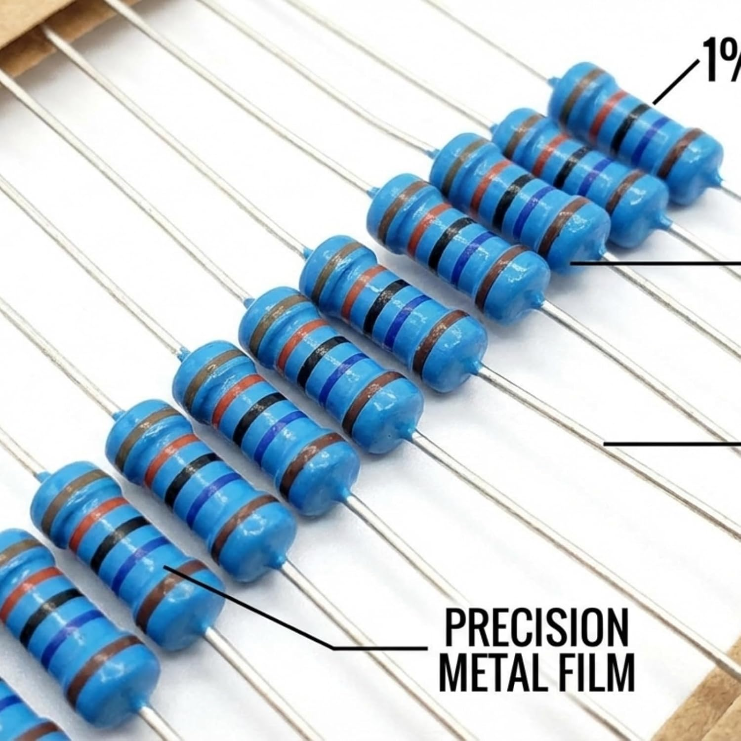 600 Pcs 1% Resistor Kit Assortment 1/4W Rohs Compliant 10 Ohm-1M Ohm Range High Precision Stable Performance for Electronic Repairs Hobbyist Projects DIY Electronics