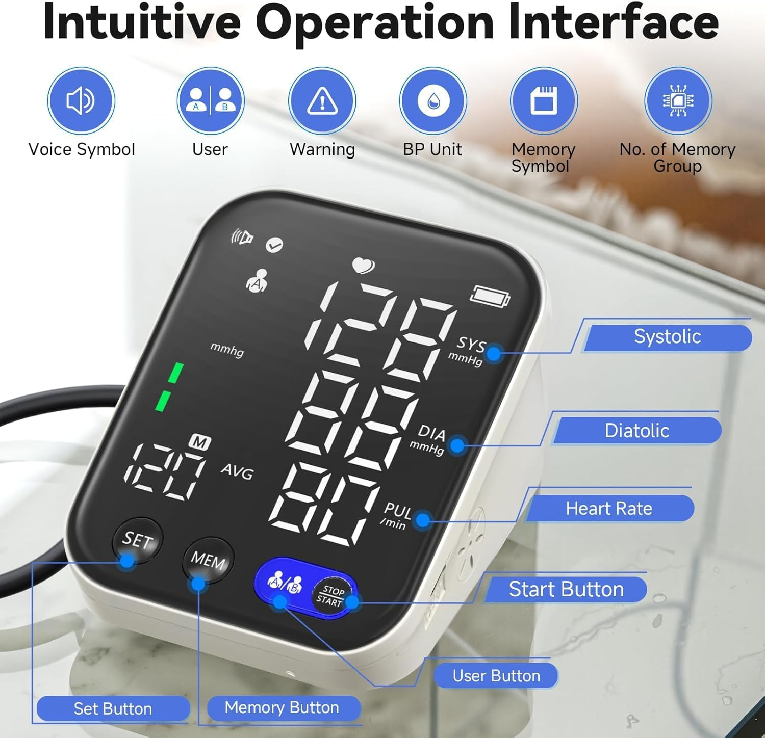 Blood Pressure Monitor, Upper Arm Blood Pressure Monitors for Home Use, Adjustable 8.7"-17" Blood Pressure Cuff, 2-User 2X120 Memory, One Touch Operation, Accurate BP Machine, FSA/HSA Eligible