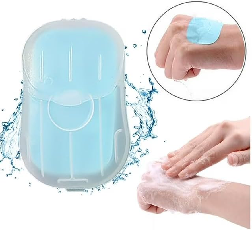 Wsjiabofux 50Pc Portable Soap Sheets, Mini Portable Travel Soap Paper Sheets Disposable Water Soluble Hand Washing Bath Scented Paper for Outdoor, Camping Hiking，Personal Care，Camping and Shampoo image number 2