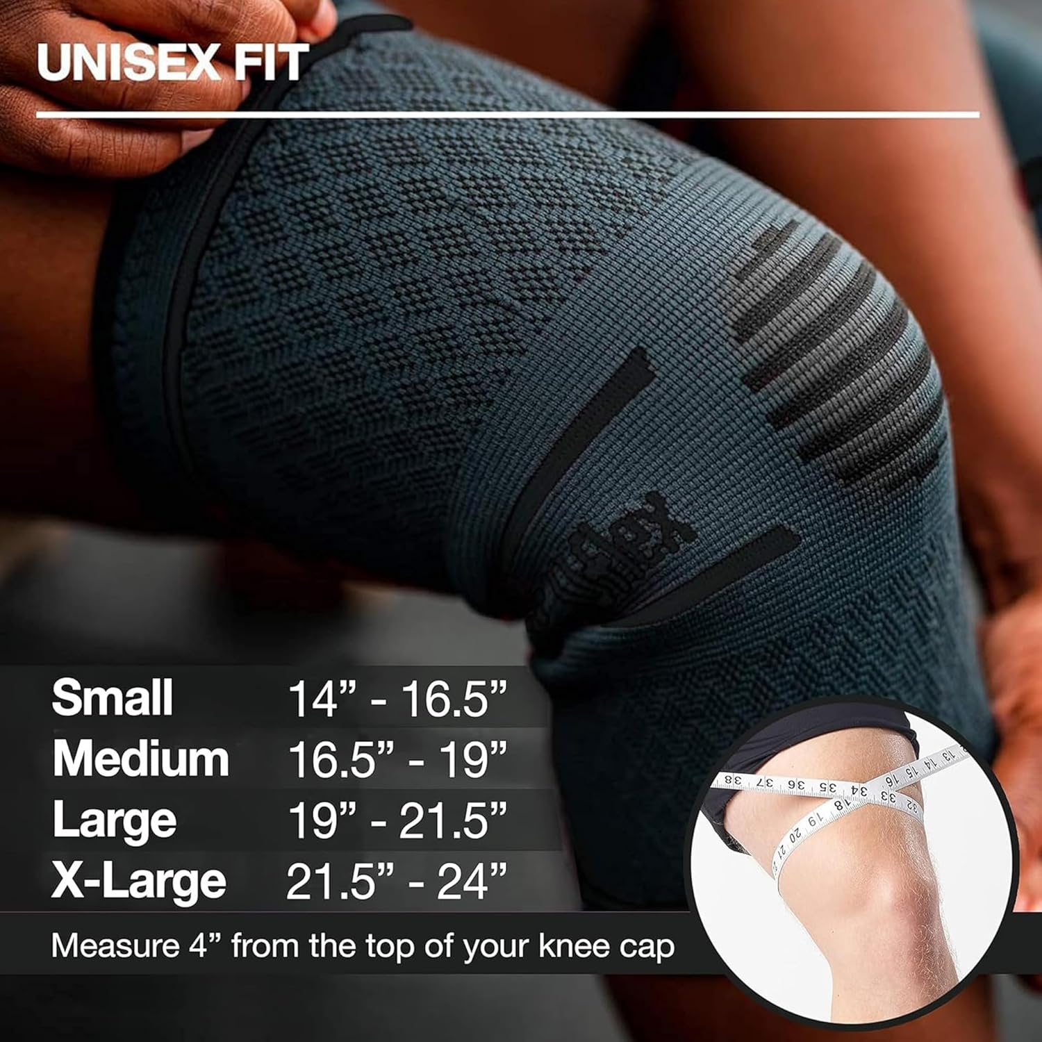 Uflex Athletics Knee Compression Sleeve Support for Women and Men - Knee Brace for Pain Relief, Fitness, Weightlifting, Hiking, Sports - Black, Medium