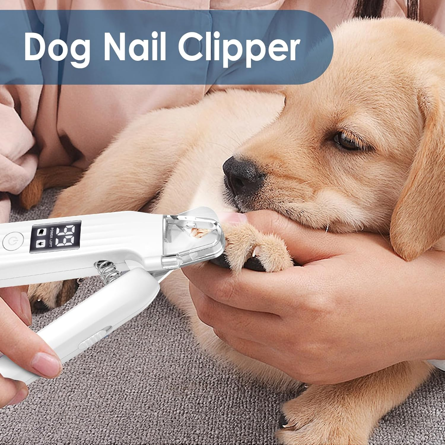 Simpeak 2-In-1 Pets Nail Clippers with LED Light, Electric Dog Nail Grinder Cat Nail Trimmer Paws Smoothing with Power Display, Safe Professional Paws Grooming & Smoothing Tool for L/M/S Dogs/Cats