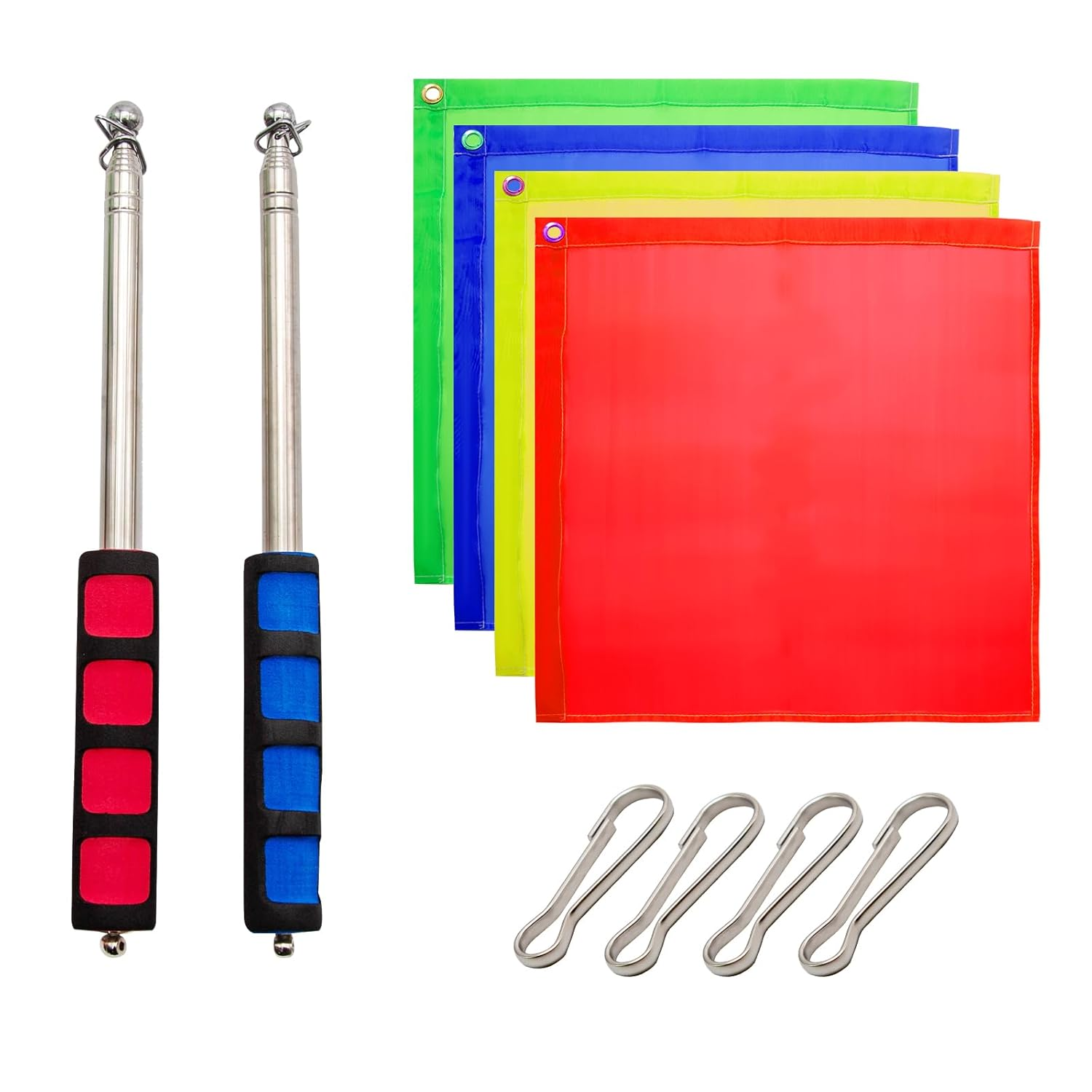 ZUDKSUY Horse Training Flag 2 Pcs 48Inch Telescopic Flagpoles and 4 Pcs 18Inch Equestrian Training Flags Portable Equestrian Nylon Training Flags image number 6