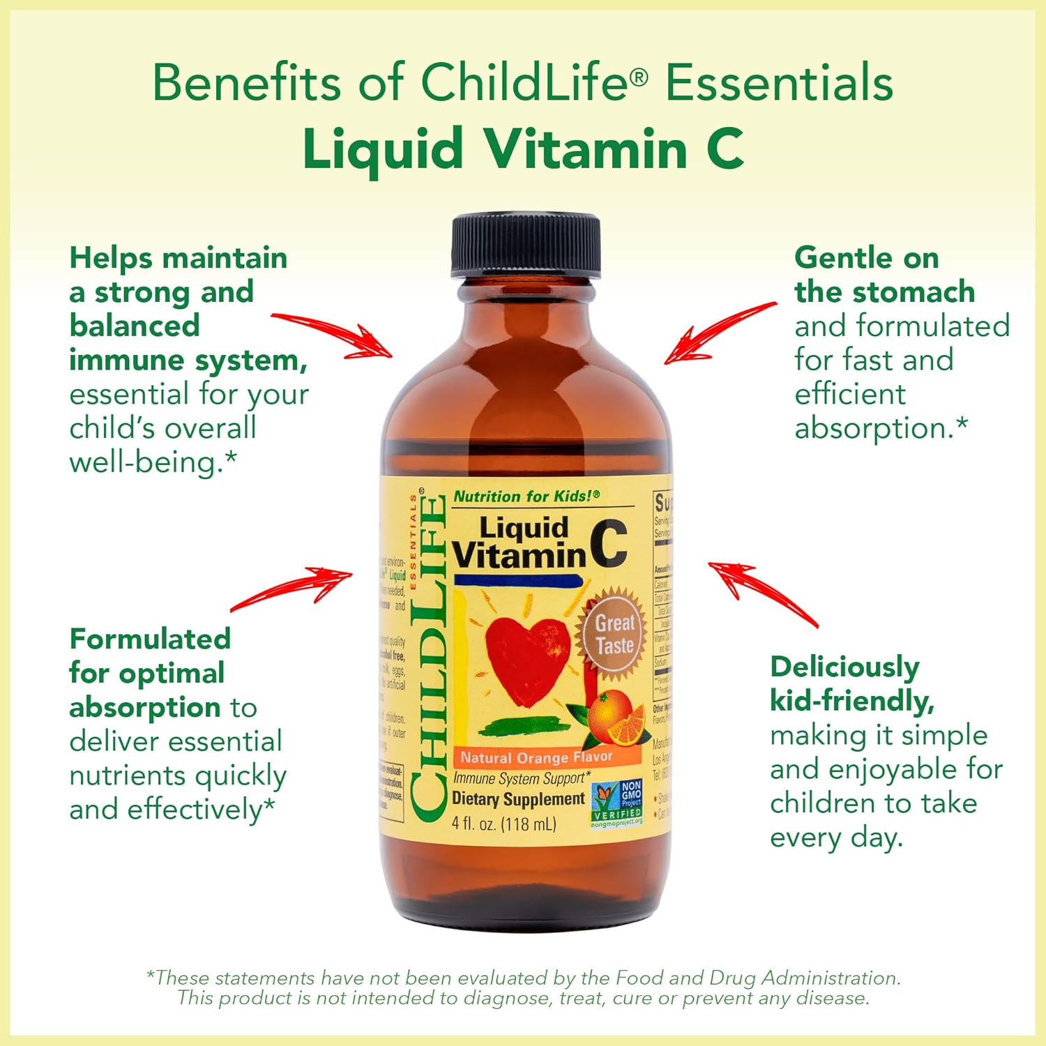 Childlife Child Life Liquid Vitamin C, Orange Flavor, Glass Bottle, 4-Ounce image number 2