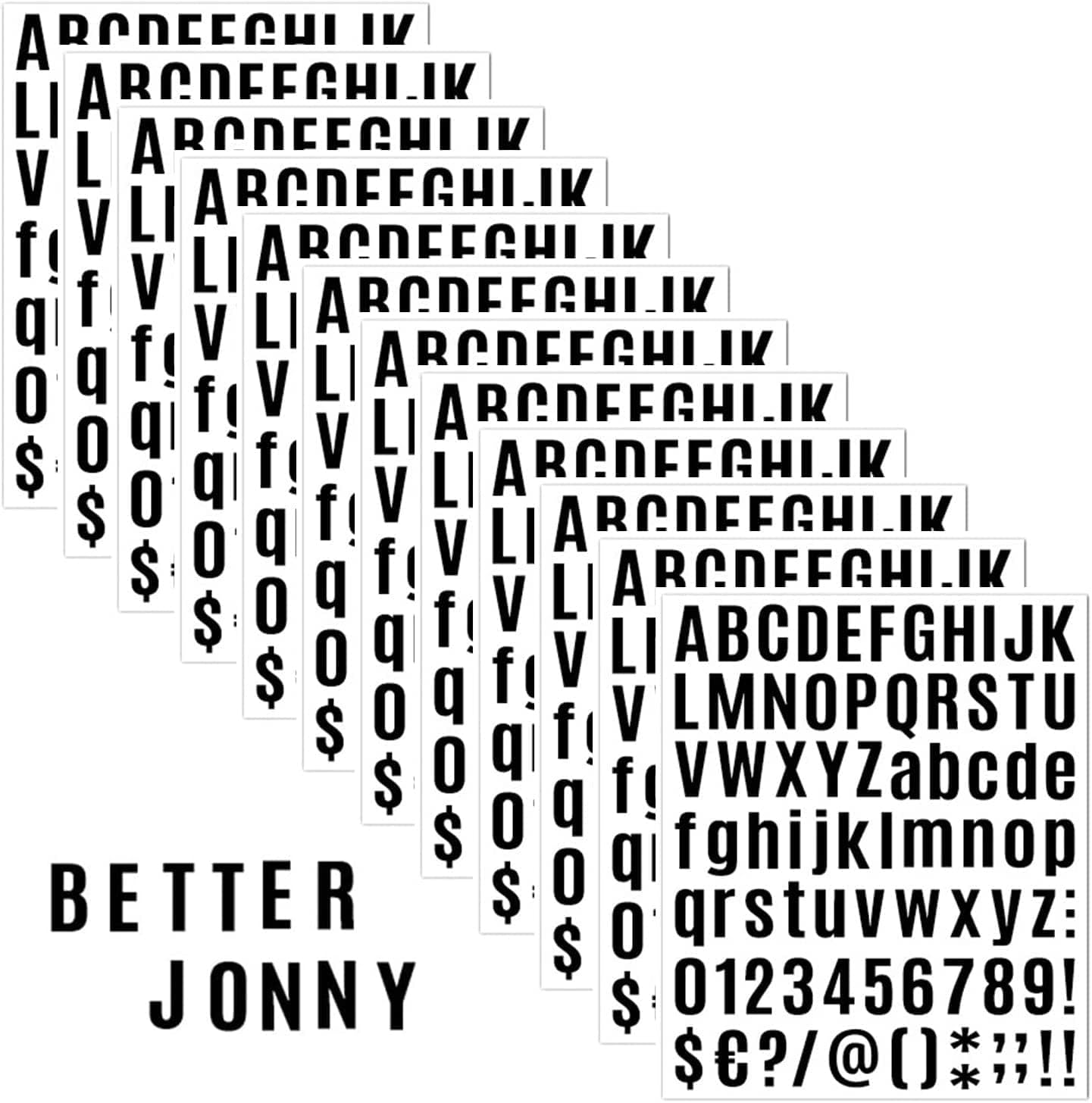 12 Sheets Vinyl Letter Stickers, Betterjonny White Self-Adhesive Letters Numbers Stickers 1In Alphabet Letter Stickers Kit for Mailbox, Signs, Window, Door, Cars, Home, Business, Address Number