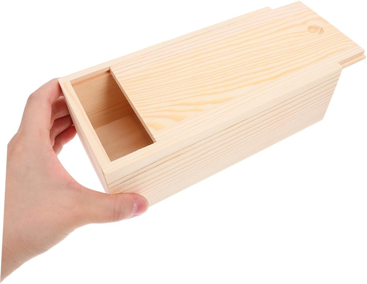 GARIOUANS 2Pcs Small Wooden Box Sliding Lid Pine Wood Pull Box Unfinished Storage for Crafts Project Home Decor image number 4