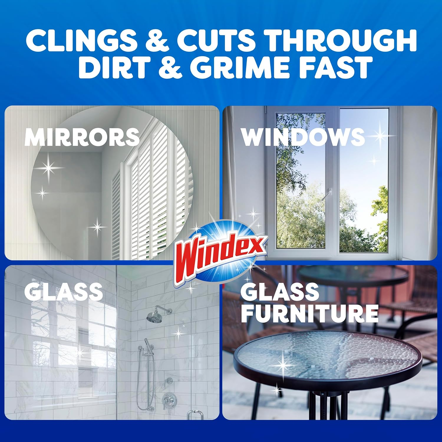 Windex Fast Shine Foam Glass Cleaner 500G &ndash; Clings & Cuts through Dirt, Grime & Smudges, Streak-Free Shine on Numerous Hard Surfaces around the Home