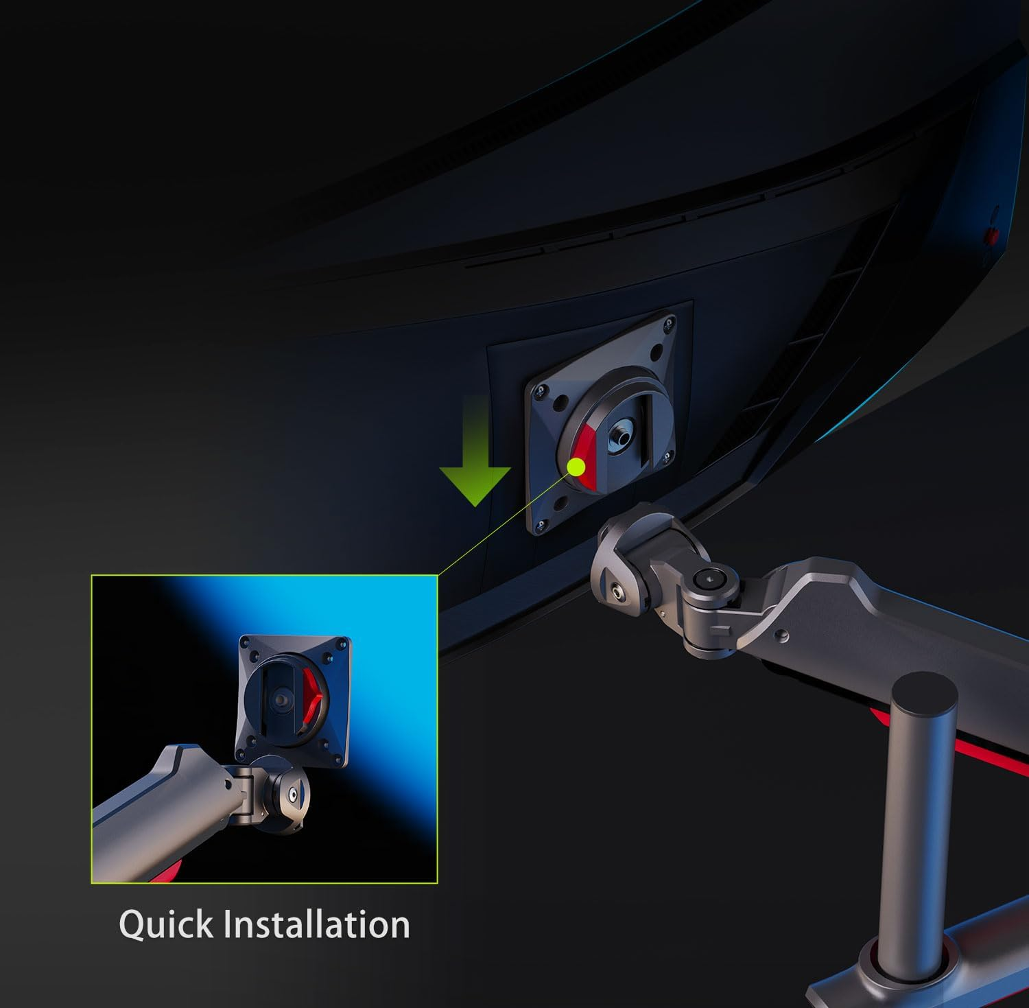 Gaming Monitor Arm for Flat/Ultrawide/Curved Monitors 32 to 60 Inch, Heavy Duty Monitor Stand Load up to 20 Kg, VESA 75/100 Mm Monitor Mount L70