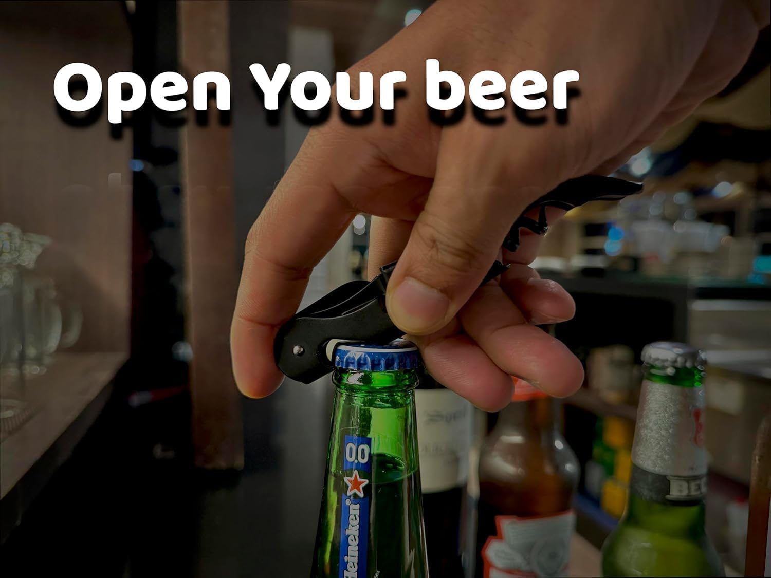 LLCFA Professional Stainless Steel Waiter'S Corkscrew - Sharp Micro-Serrated Knife & Foil Cutter, Premium Wine Bottle Opener for Servers, Bartenders & Wine Enthusiasts (Wine Opener) image number 5