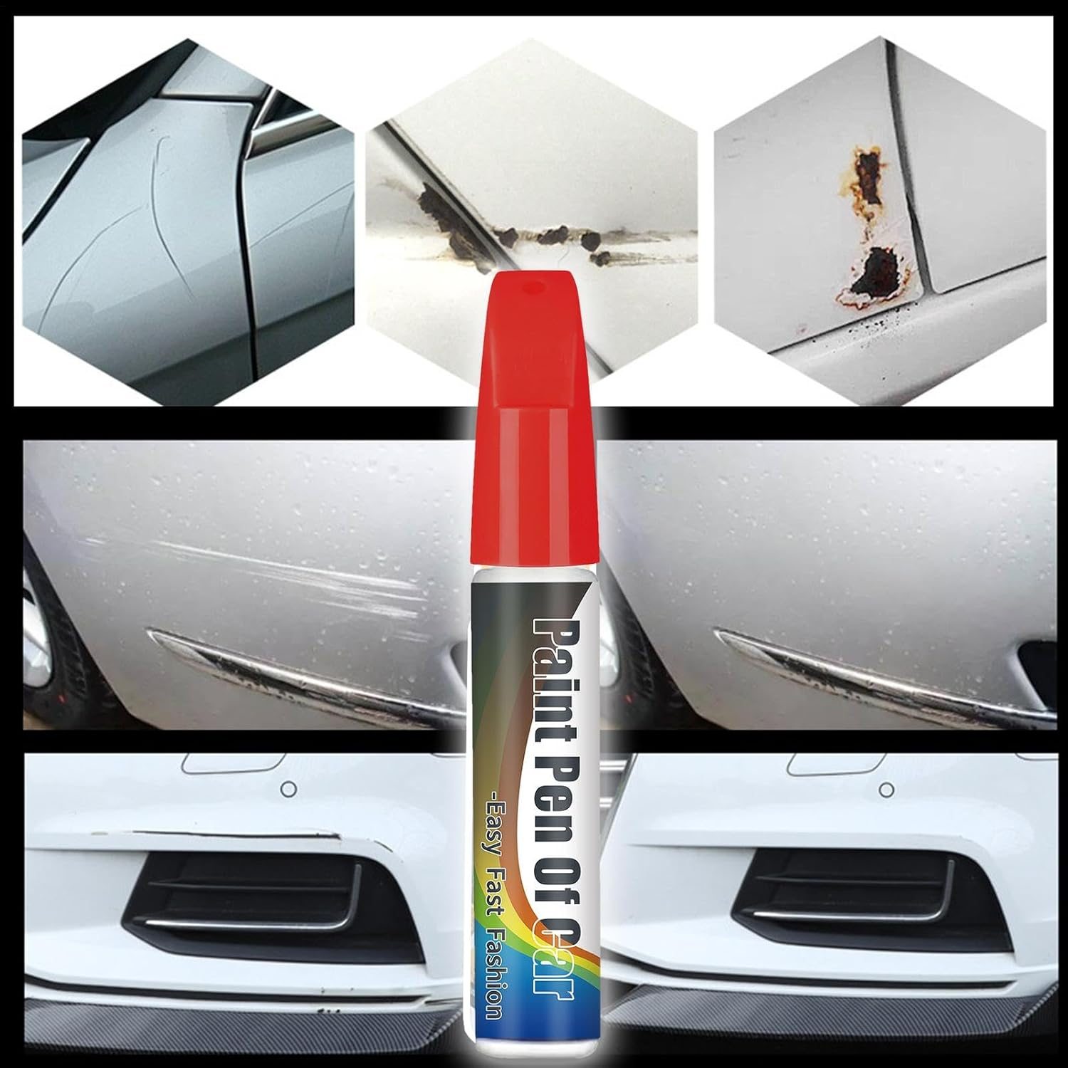 Car Scratch Remover Pen - 12Ml Waterproof Portable Auto Vehicle Paint Pen,Fast Drying Multifunctional Car Accessories, Vehicle Paint Repair Tool, Auto Paint Pen for Water Dirt - Red image number 5