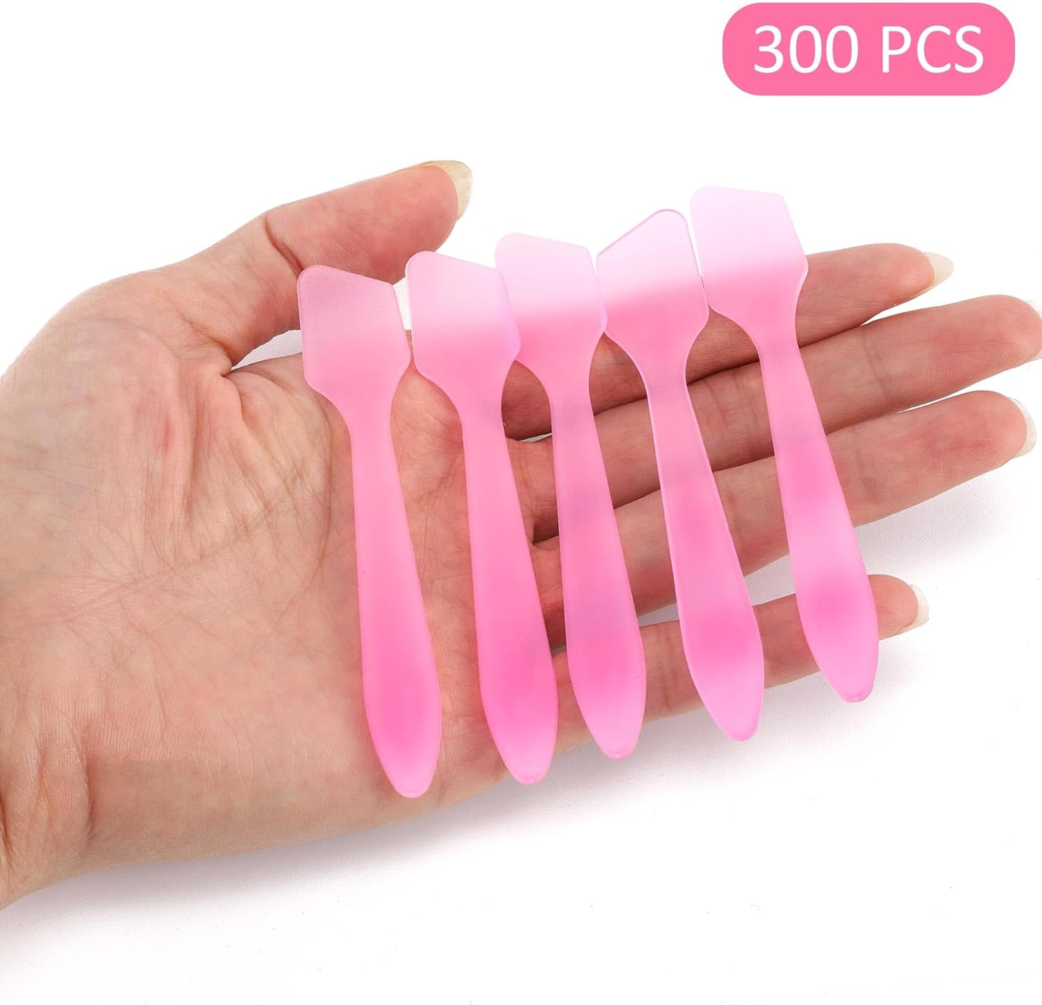 Tbestmax 300 PCS Mini Cosmetic Spatulas 3.2" X 0.6" Disposable Makeup Spatulas, Plastic Spatulas Pink Facial Creams Skin Care Spatulas image number 1
