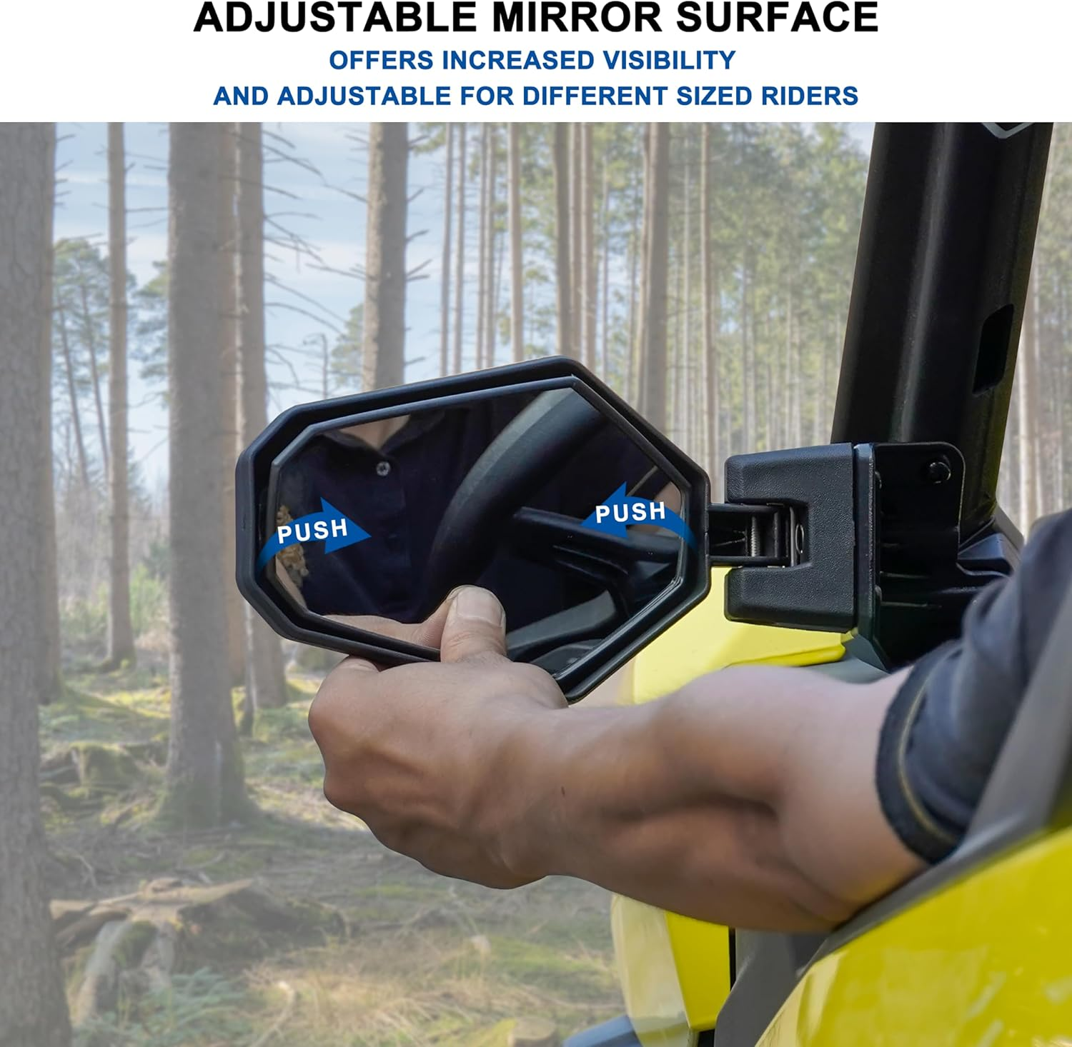 SAUTVS Adjustable Folding Side Rear View Mirrors for Can Am Maverick Trail Sport Commander, Premium Side Mirrors for Can-Am Maverick Trail Sport Commander 2018-2025 Accessories(2Pcs, 715003639) - Center Mirrors For Trail / Sport / Commander image number 6