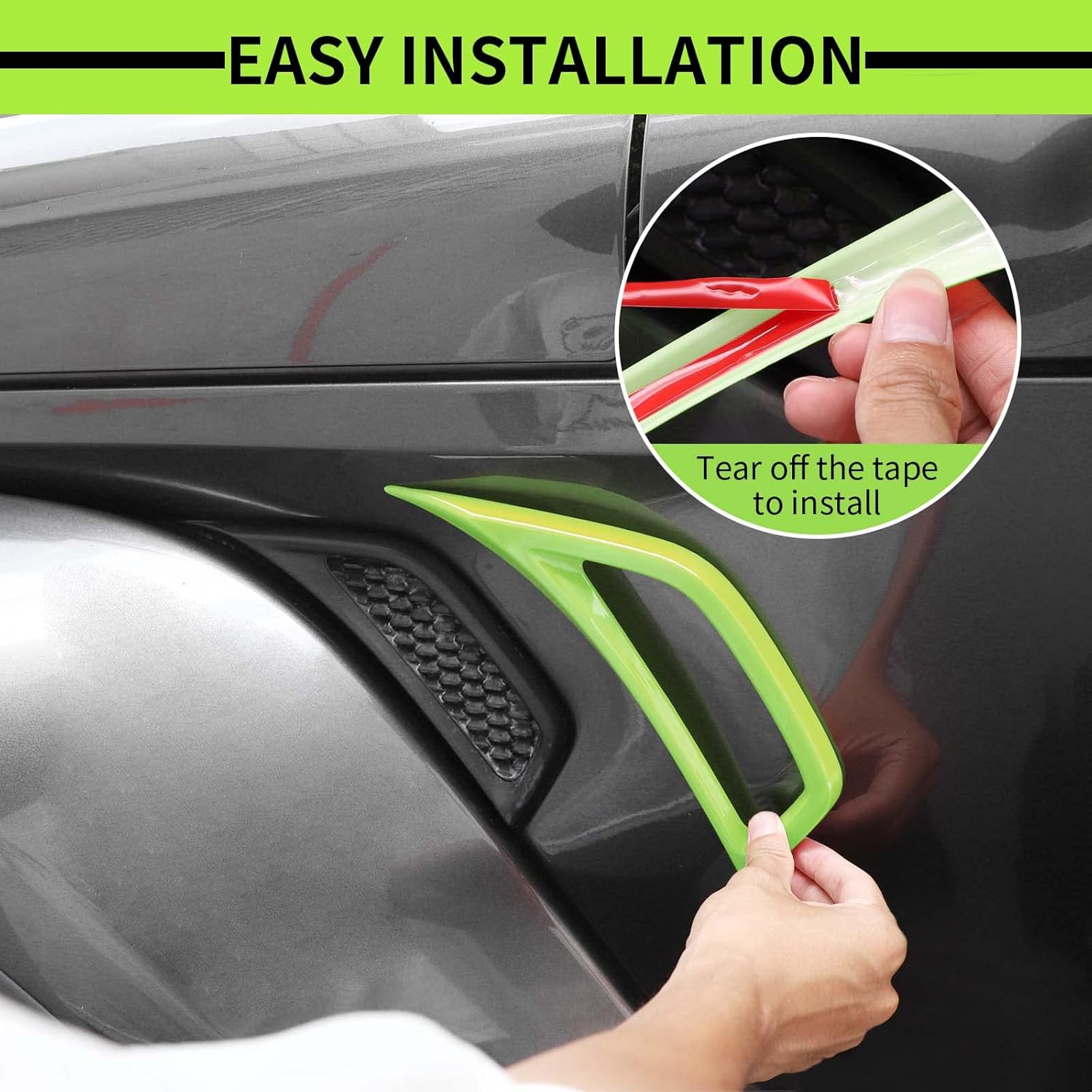 Voodonala for Jeep JL ABS Carbon Fiber Side Air Conditioning Vent Outlet Decoration Trim for 2018-2025+ Jeep Wrangler JL JLU Gladiator JT 4Xe Green image number 2