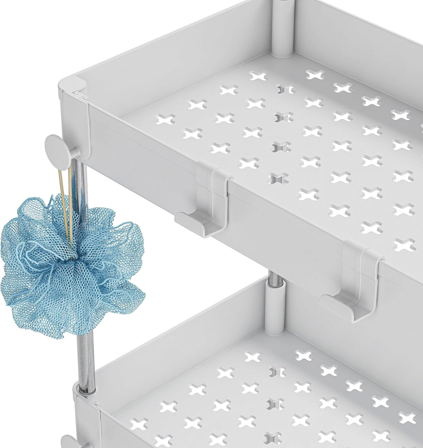 Pearl Metal N-7379 Storage Cart Wagon Slim 2-Tier White image number 6