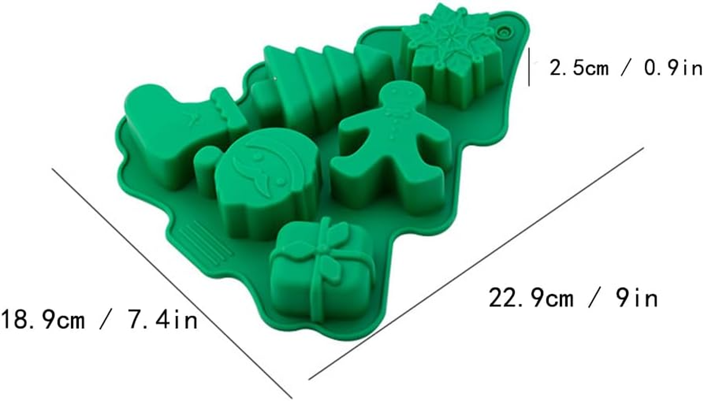 Christmas Silicone Moulds for Baking, Non-Stick Christmas Moulds Set with Christmas Tree, Santa Claus, Gingerbread Man, Snowflake Shapes for Chocolate, Candy, Fondant, Soap,Jelly and Candles image number 5