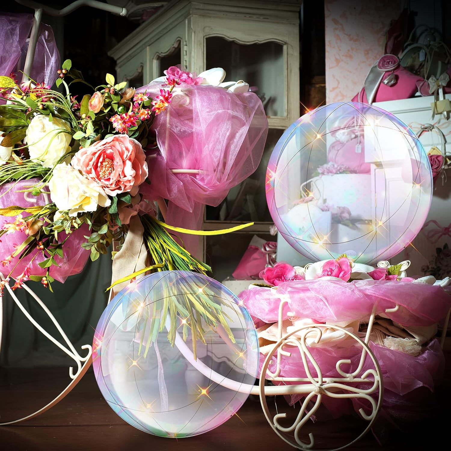 Hungdao 12 Pieces Inflatable Clear Beach Ball Bulk 16 Inch Transparent Bubbling Cauldron Ornament Ball for Ocean under the Sea Hawaii Halloween Party DIY Favors Decorations