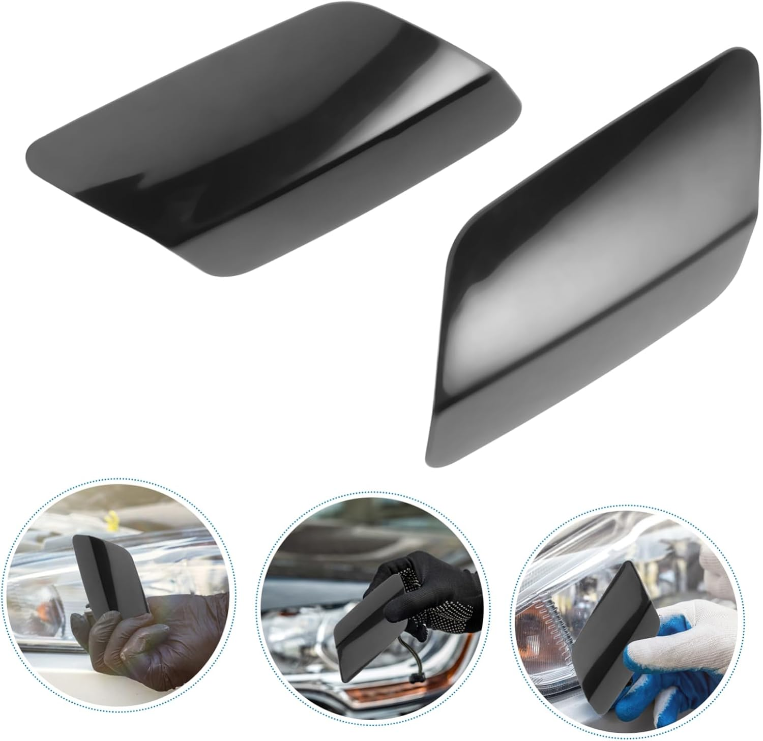 CHICAMPERA Replacement Front Headlight Washer Nozzle Cover Cap Set Left and Right for Automotive Bumper Headlight Cleaning Kit Compatible with Car Care and Maintenance image number 5