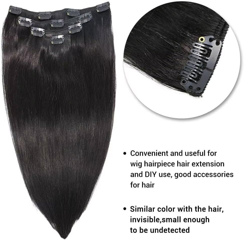 30PCS Hair Extension Clips,Chunni Clips,Metal Snap Clips for Hair Extensions and Wefts, Wig Clips Snap Clips U-Shape with Soft Rubber, Wig Clips to Secure Wig(Black) image number 1