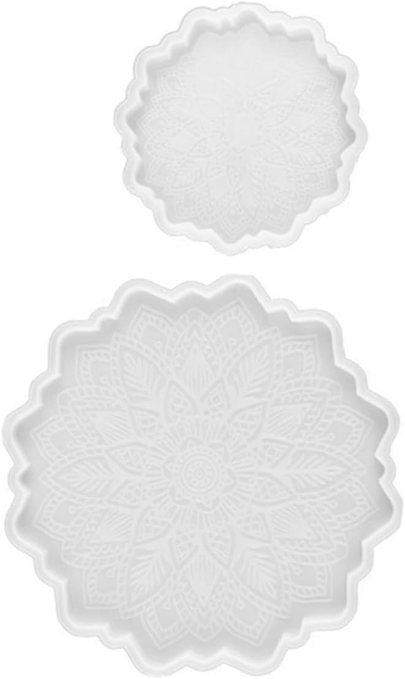 COHEALI Sunflower Coaster Resin Molds, 2Pcs Large Flower Silicone Coaster Molds for DIY Making Resin, Cups Mat, Home Decoration image number 3