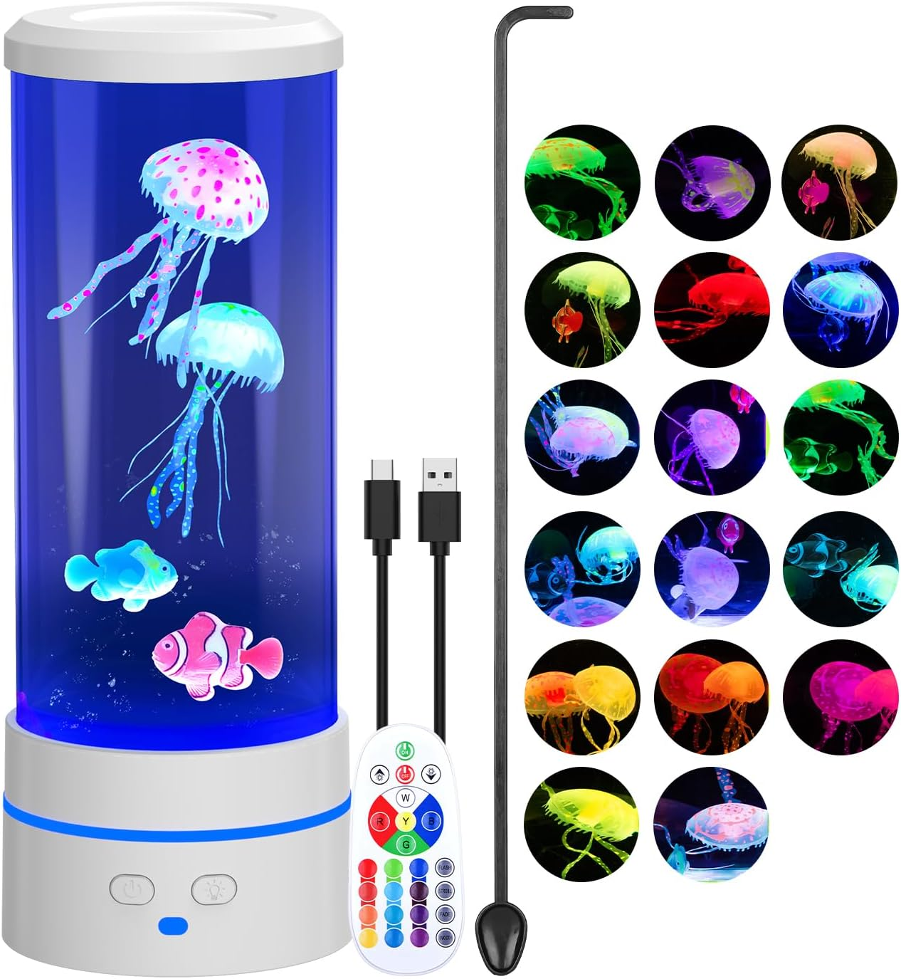 Fantasy Jellyfish Lights with Remote Control, LED Ocean Lamp with Simulated Jellyfish, 16 Colors Adjustable Aquarium Night Light for Home Office Decor Relax Night Lamp Valentine'S Day Gift(Black)