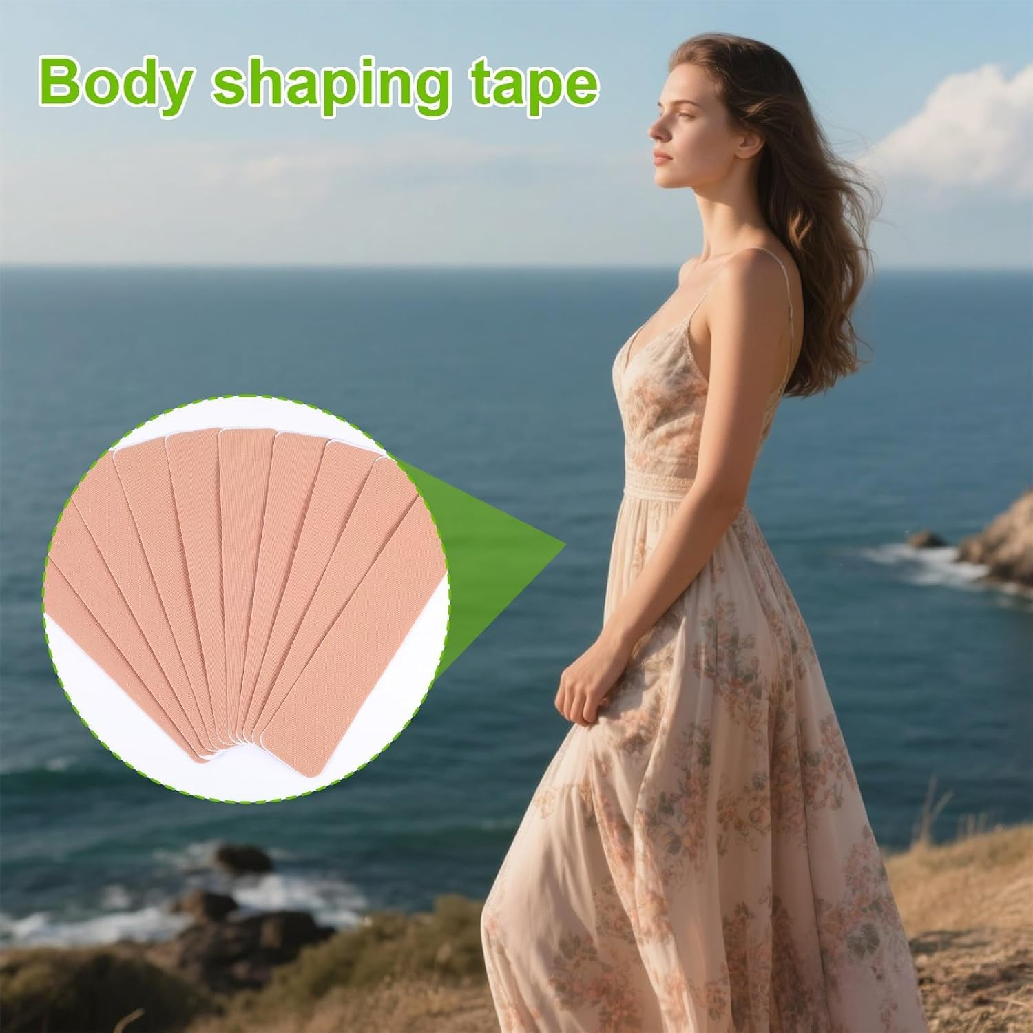 Elastic Arm Lift Belly Tuck Body Skin Tape, 50Pcs Tummy Lifting Tape Body Control Precut Adhesive Strips, Tummy Tape Precut Kinesiology Lift Body Tape for Women