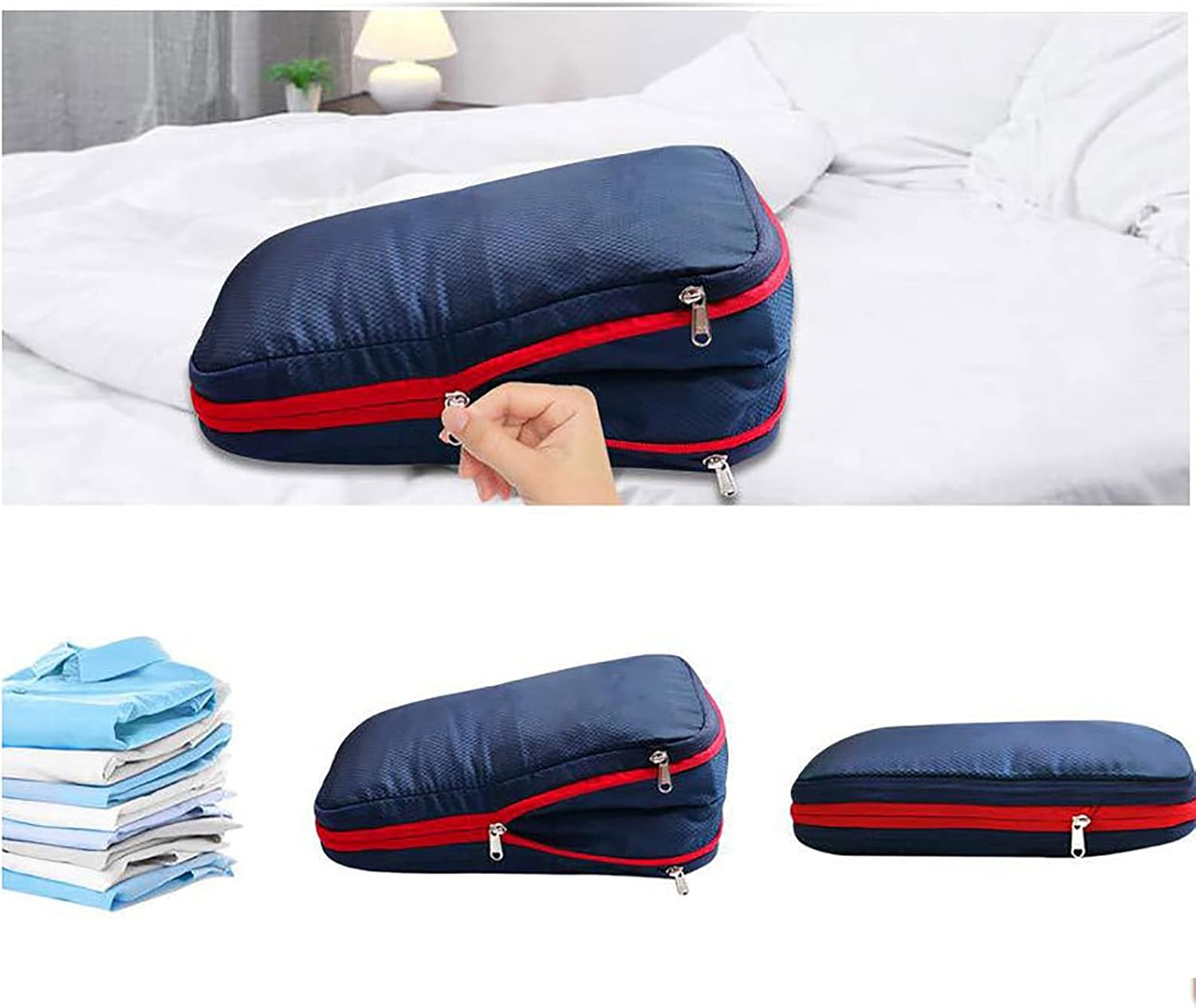 OEIPSMK Packing Cubes Compression Storage Bag Storage Bag Large-Capacity Double-Layer Cmpressible Storage Kit Packing Cubes for Travel,Red image number 1