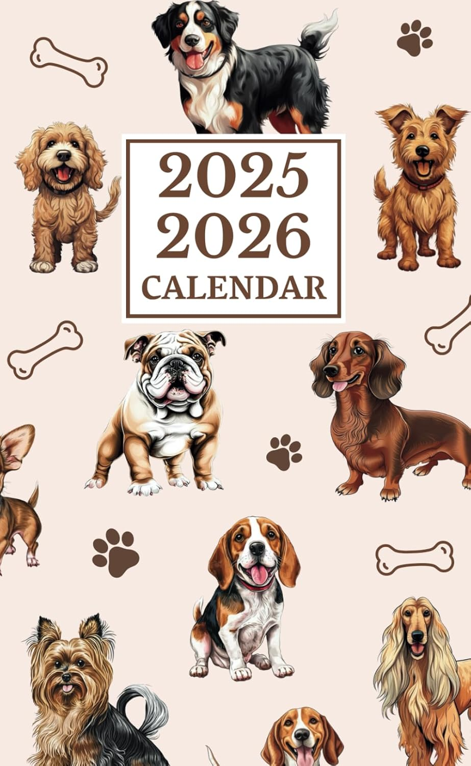 Pocket Calendar 2025-2026 for Purse: Small 2 Year Planner from January 2025 to December 2026 | Funny Dogs Cover