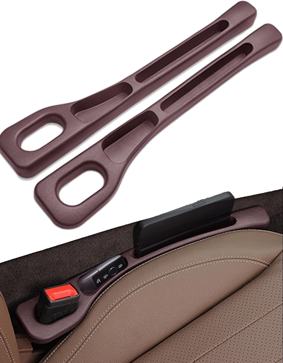 Car Seat Gap Filler, 2 Pack Soft Foam No Drop Black Blocker & Organizer, Fills Crevice between Seat & Console - Universal Fit for Car, SUV, Truck - DEMIBAZ