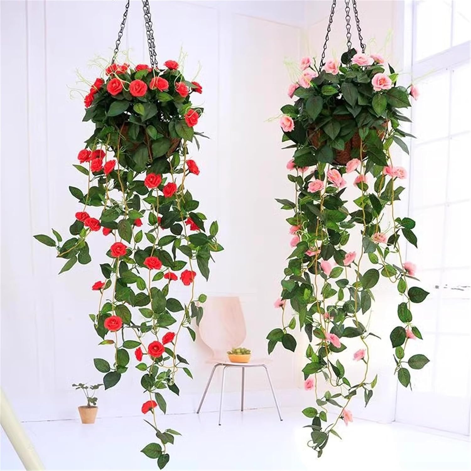 4 Pack Hanging Basket for Plant Garden Outdoor, Metal Hanging Planter with Coco Liner, Hanging Coco Planter Baskets Outdoor for Flowers, Hanging Flower Pots for Garden Balcony Railings Indoor (8 IN) image number 3