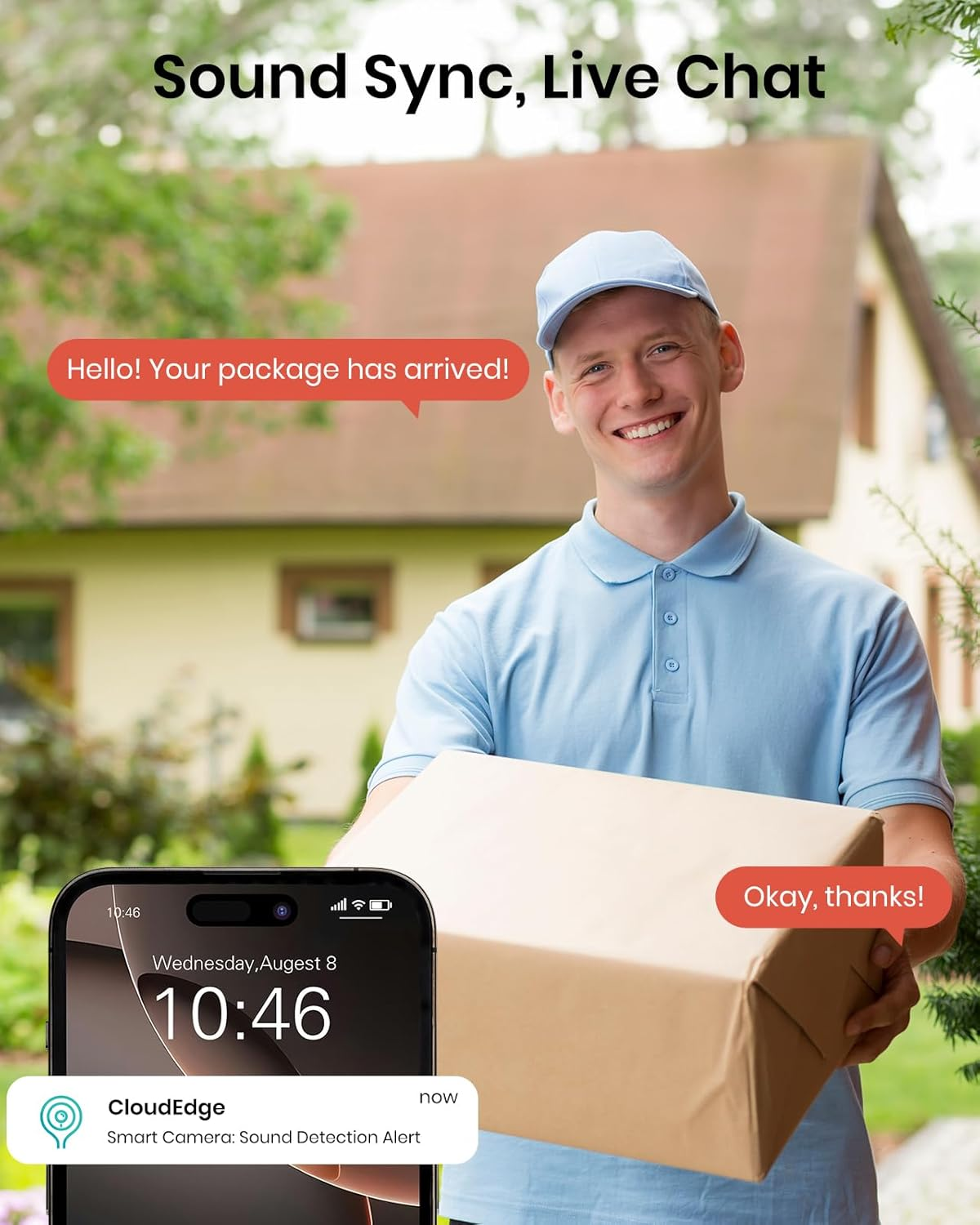 Camstro 2-Cam Kit Solar Security Cameras Outdoor Wireless, 2PCS Battery Wifi Cameras System for Home Security, 360&deg;PTZ, Color Night Vision, Two-Way Audio,Pir/Ai Motion Detection,Alexa/Google Assistant image number 3