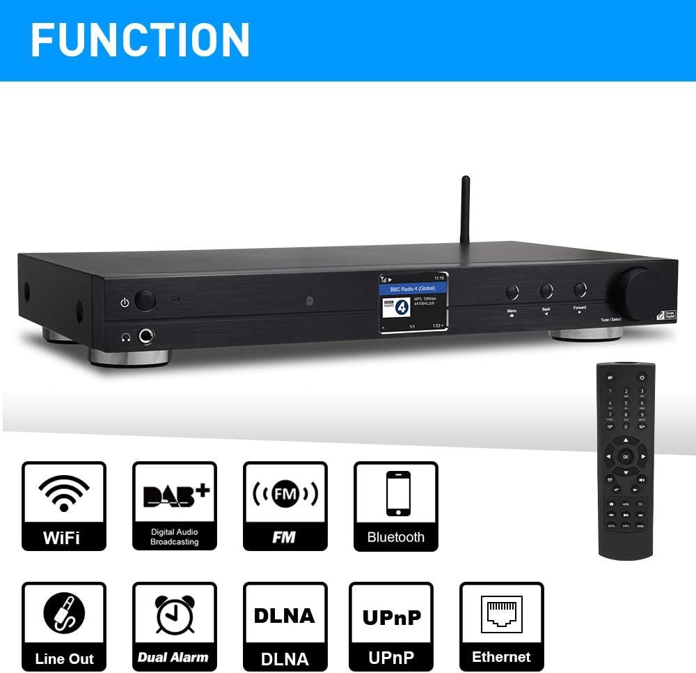 Ocean Digital Wifi Internet Radio Tuner (430 Mm) WR10 Dab+/Dab/Fm/Ethernet Bluetooth Receiver 2.4" TFT Colour Display with Digital Output to Connect Hi-Fi System -Black image number 3