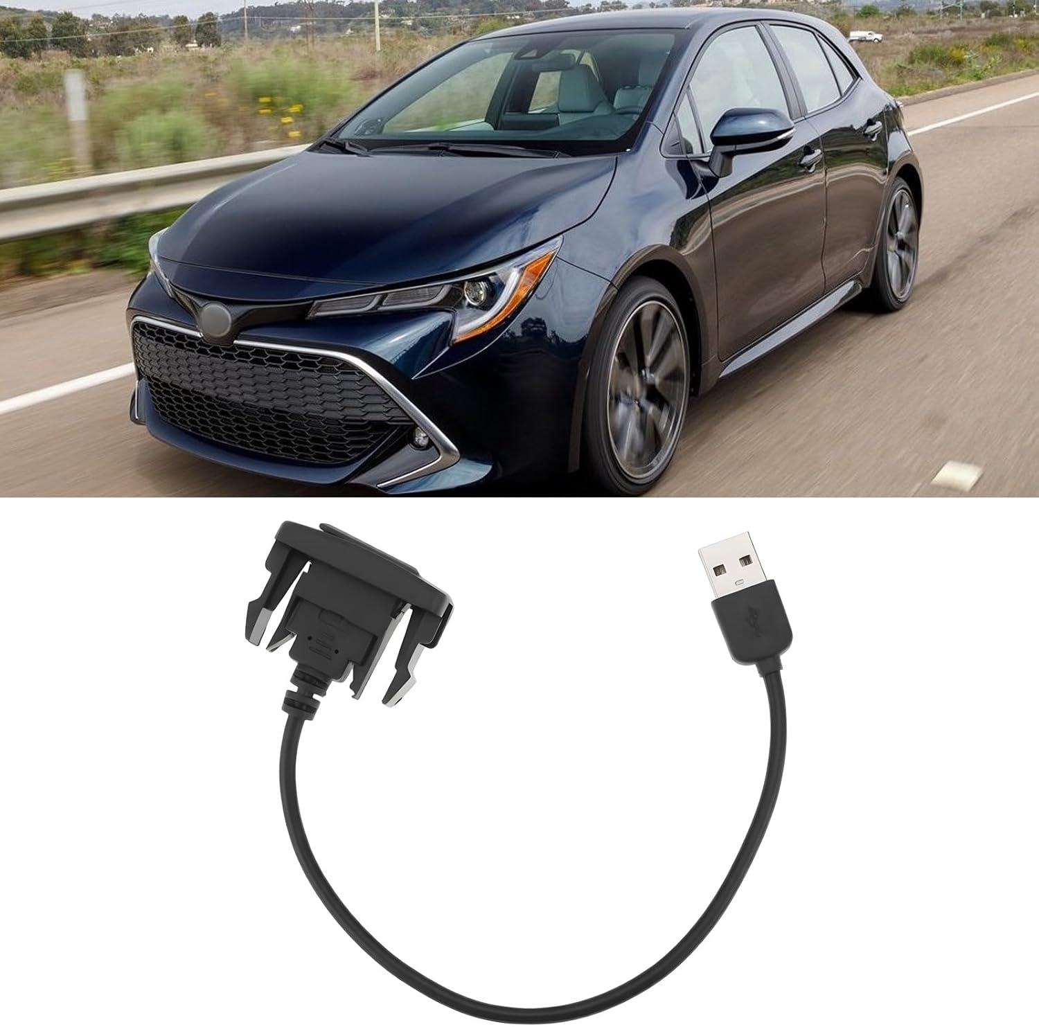 Emsea Male to Female USB Power Socket Extension Cord Adapter with a Length of 25Cm Compatible with Toyota Corolla 2007-2019 USB Port Car Charger