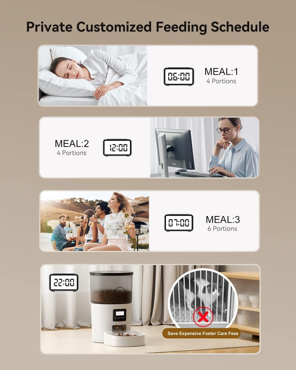 Automatic Cat Feeders, 3L Timed Cat Dry Food Dispenser, Dual Power Supply, Programmable Portion Size, 1-6 Meals per Day, Auto Pet Feeder for Cats and Small Dogs image number 1