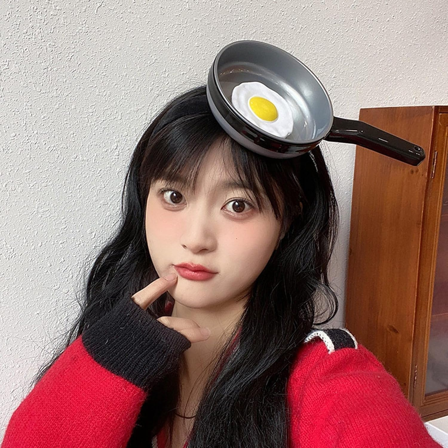 SZZLXYMT Funny Fried Egg Pot Headband, Pan and Egg Headband, Female Simulated Pot Headpiece image number 2