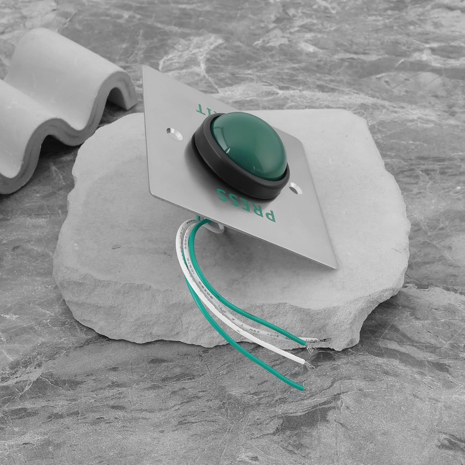 Ecsing 1Pc Push to Exit Button Switch Green Press to Exit Switch Brushed Stainless Steel Finish Panel Door Button with Screws for Access Control Lock image number 1