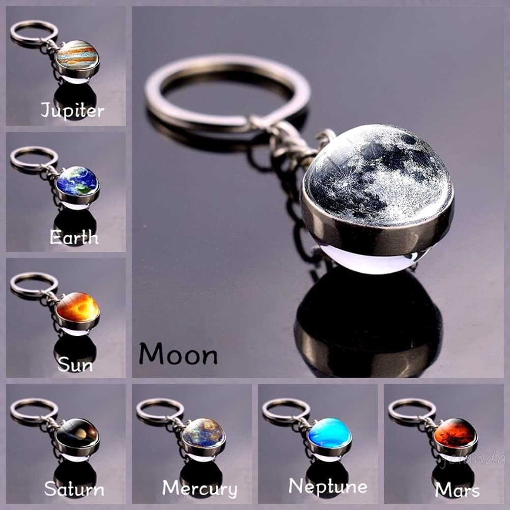 Itonash Key Ring with Eight Planet Glass Balls, Lightweight Car Key Accessories for Women, Solar System Planet Key Ring, Easy to Carry, Suitable for Everyone (E) image number 6