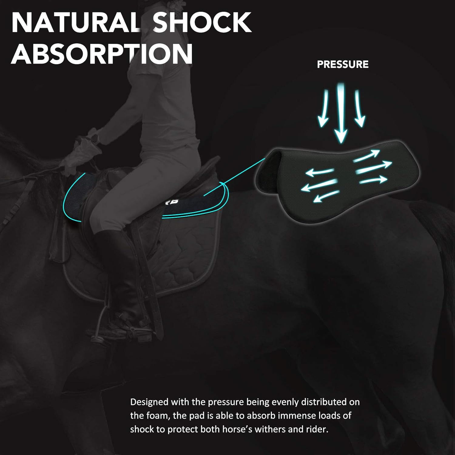Harrison Howard Dyna-Sorb Full Shock Absorbing Memory Half Saddle Pad for Horse image number 2