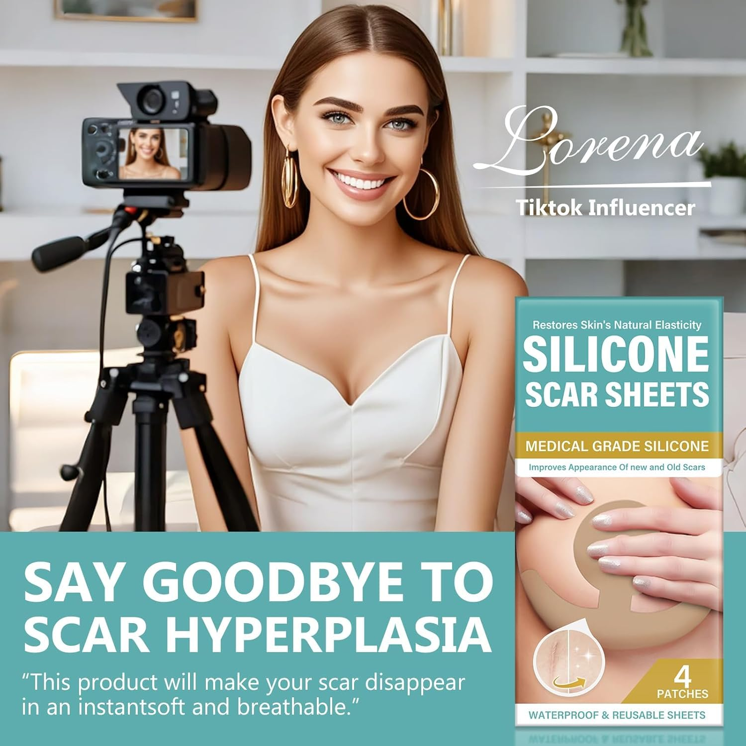 Silicone Scar Sheets, 4 Pair Reusable Breast Silicone Scar Sheets, Medical Grade Silicone Scar Strips for Scar Treatment image number 4